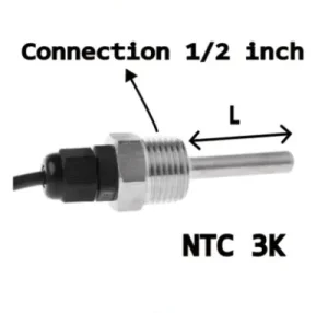 NTC 3K سیمی غلاف دار 6 میل اتصال 1/2 اینچ با کابل (رنج دما ۵۰-تا ۲۰۰+)