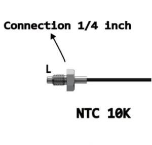 NTC 10K سیمی غلاف دار 6 میل رزوه 1/4 اینچ با کابل (رنج دما ۵۰-تا ۲۰۰+)