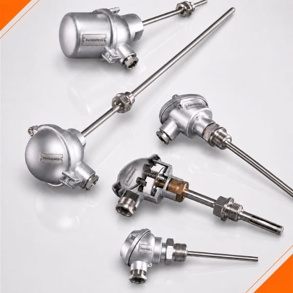 مجموعه ترموکوپل‌های هددار صنعتی پایاسنس با غلاف استیل، اتصال رزوه‌ای و کلگی فلزی